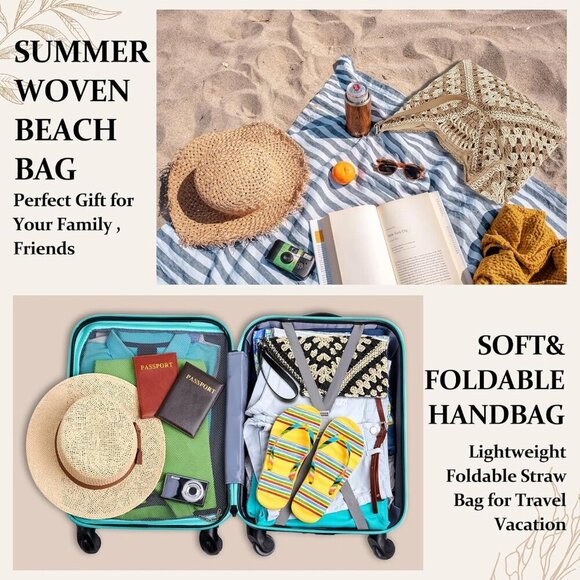 Straw Hobo Beach Bag Women Summer Woven Tote Foldable Travel Shoulder main image 6